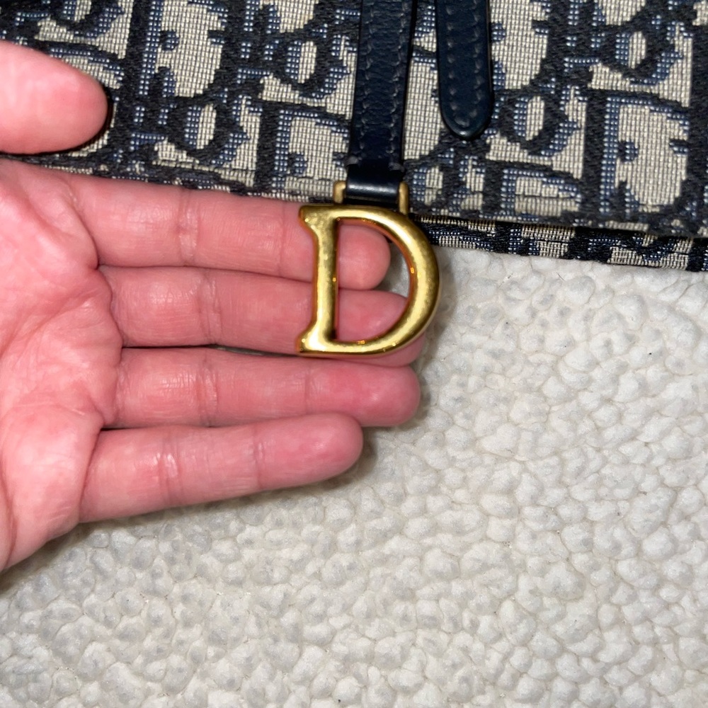Dior Saddle Wallet On Chain (Saddle Pouch) in Blue Oblique Jacquard - Picture 4 of 13